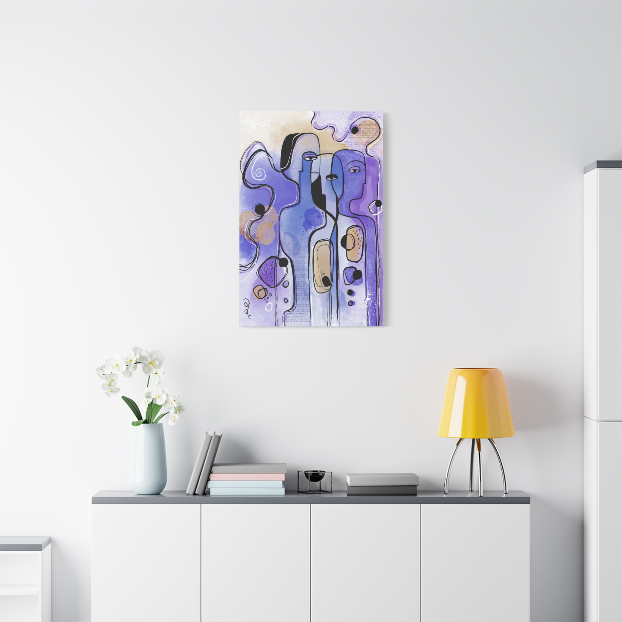 Abstract Purple Figures Matte Canvas Art - Stretched Wall Decor - Image 2