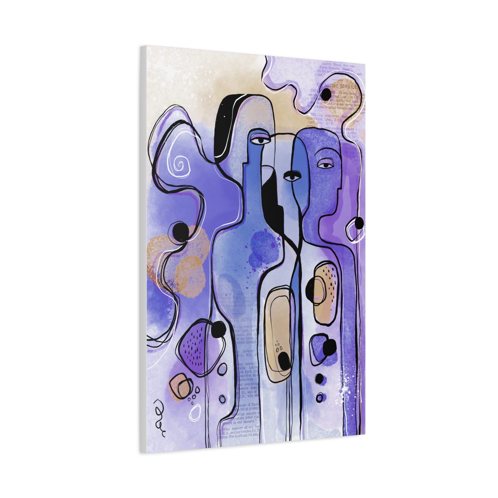 Abstract Purple Figures Matte Canvas Art - Stretched Wall Decor - Image 4
