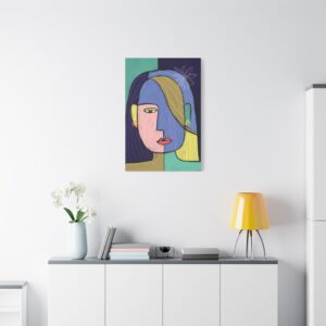 Abstract Colorblock Face Matte Canvas Stretched | Modern Portrait Wall Art