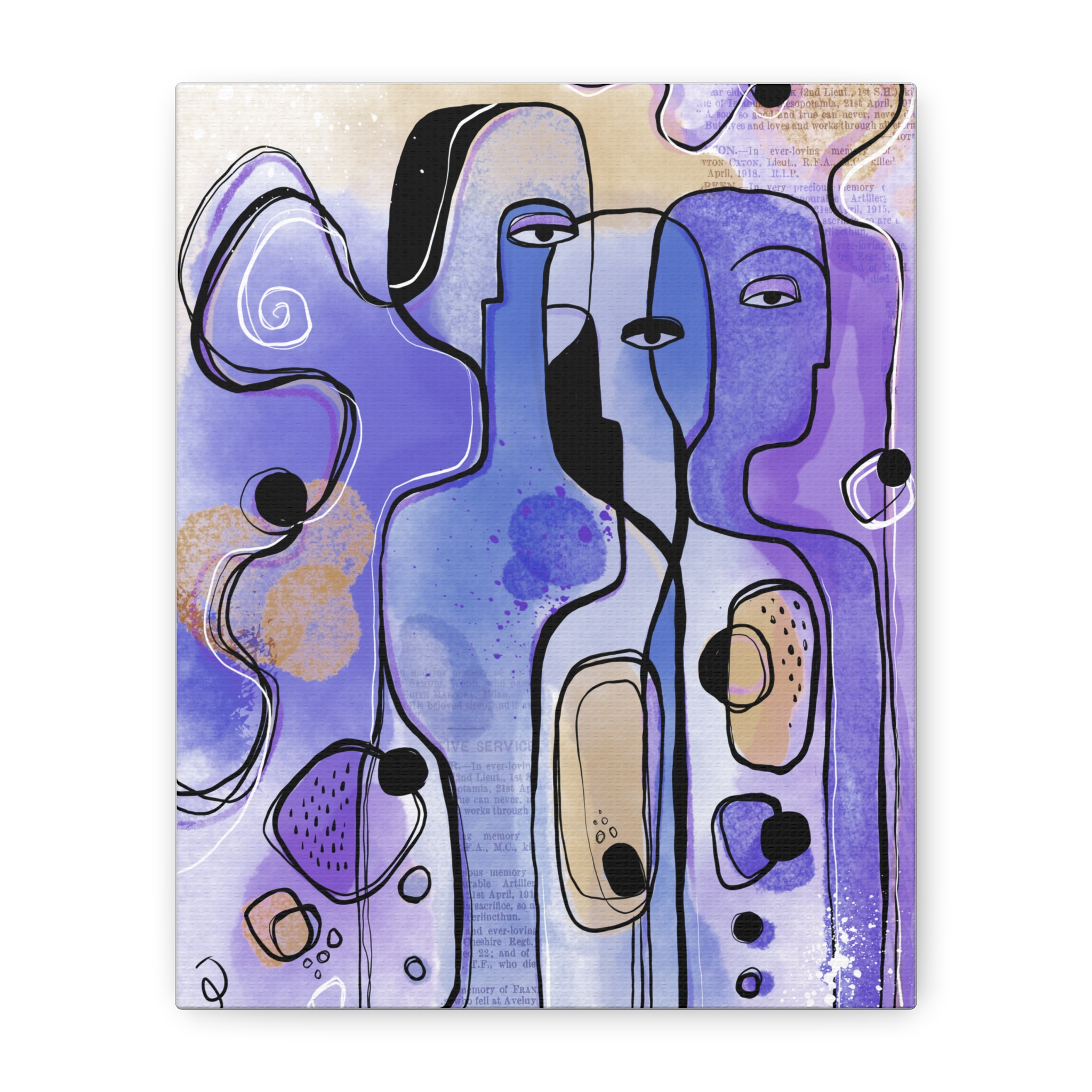 Abstract Purple Figures Matte Canvas Art - Stretched Wall Decor - Image 5