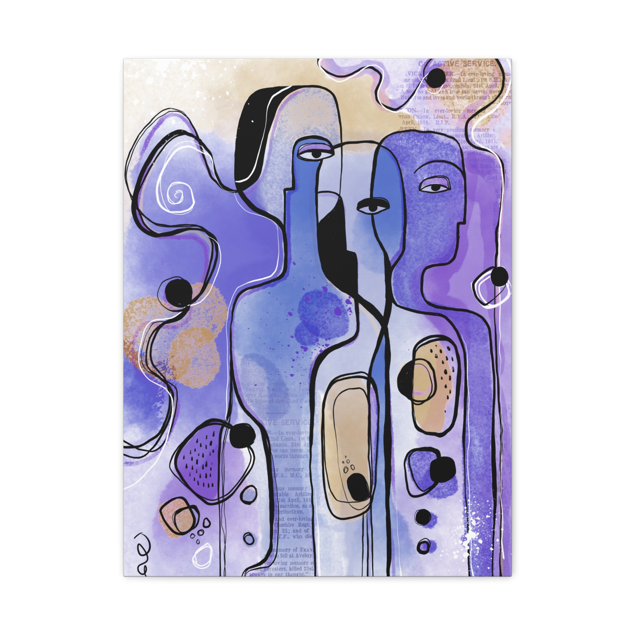 Abstract Purple Figures Matte Canvas Art - Stretched Wall Decor - Image 29