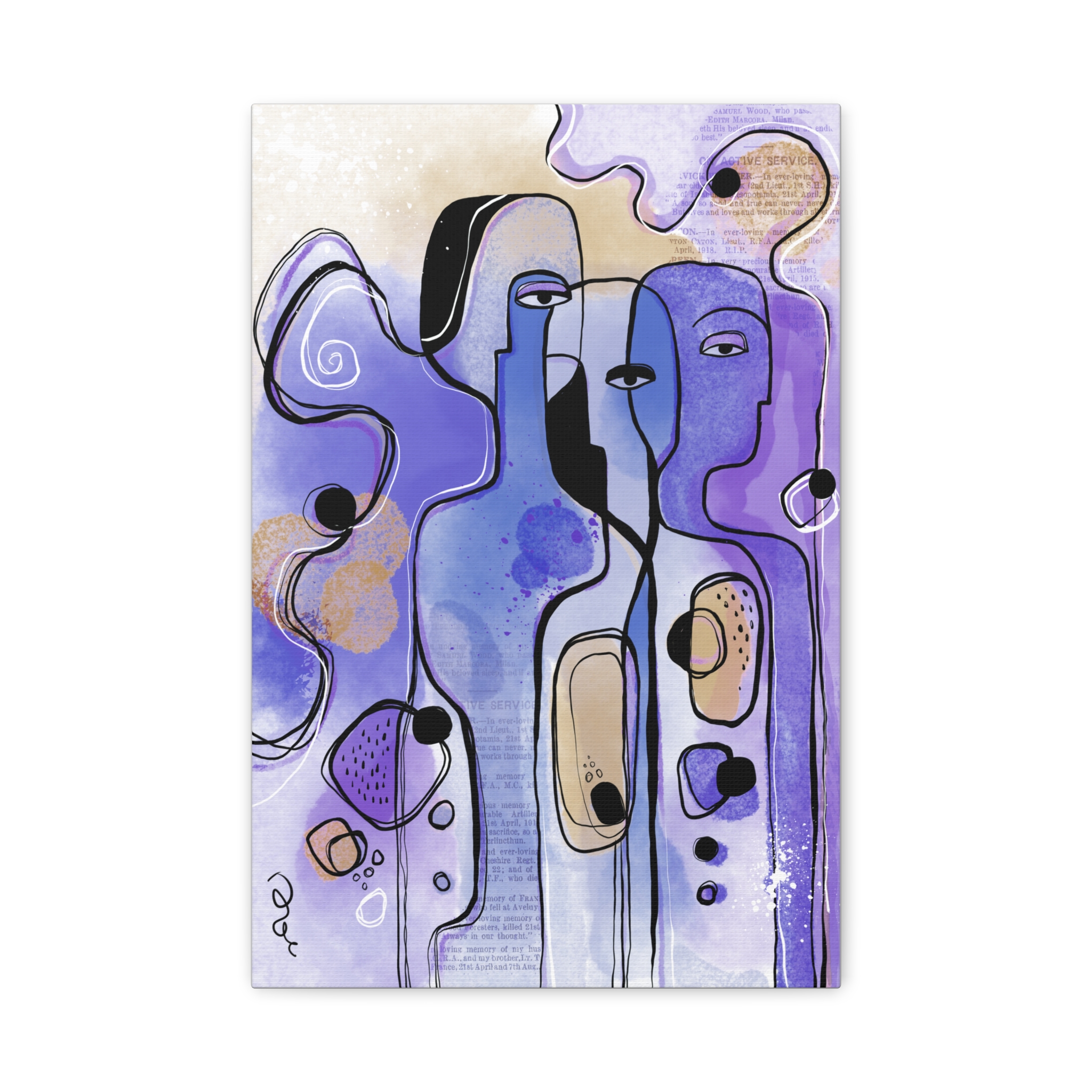 Abstract Purple Figures Matte Canvas Art - Stretched Wall Decor - Image 17