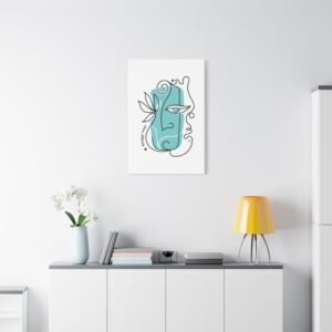 Abstract Face Canvas Wall Art — ‘Soul Seeker’ Minimalist Blue Portrait