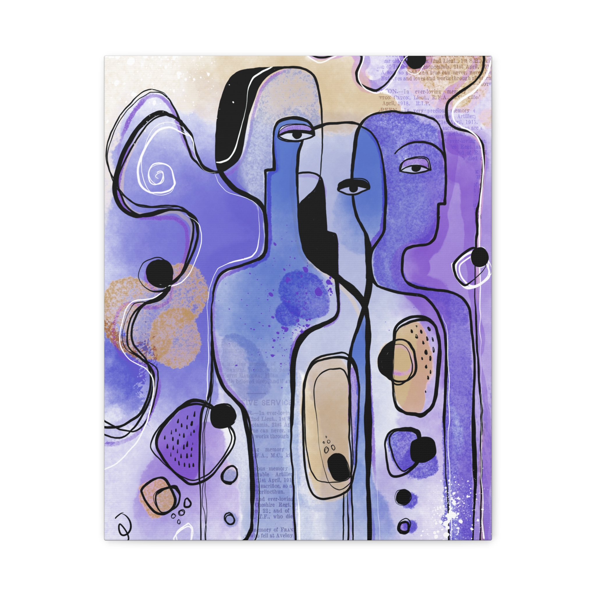 Abstract Purple Figures Matte Canvas Art - Stretched Wall Decor - Image 21