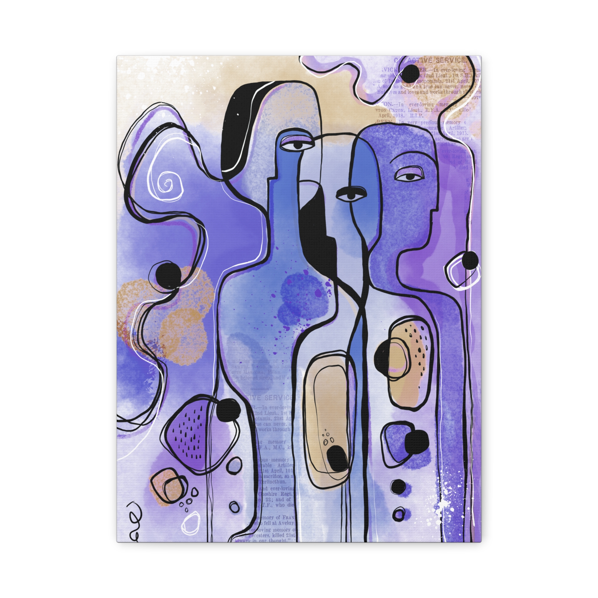 Abstract Purple Figures Matte Canvas Art - Stretched Wall Decor - Image 13