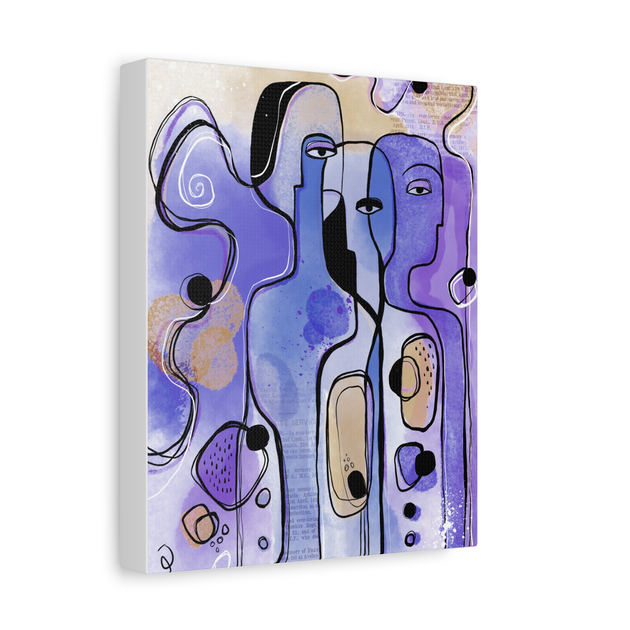 Abstract Purple Figures Matte Canvas Art - Stretched Wall Decor - Image 6