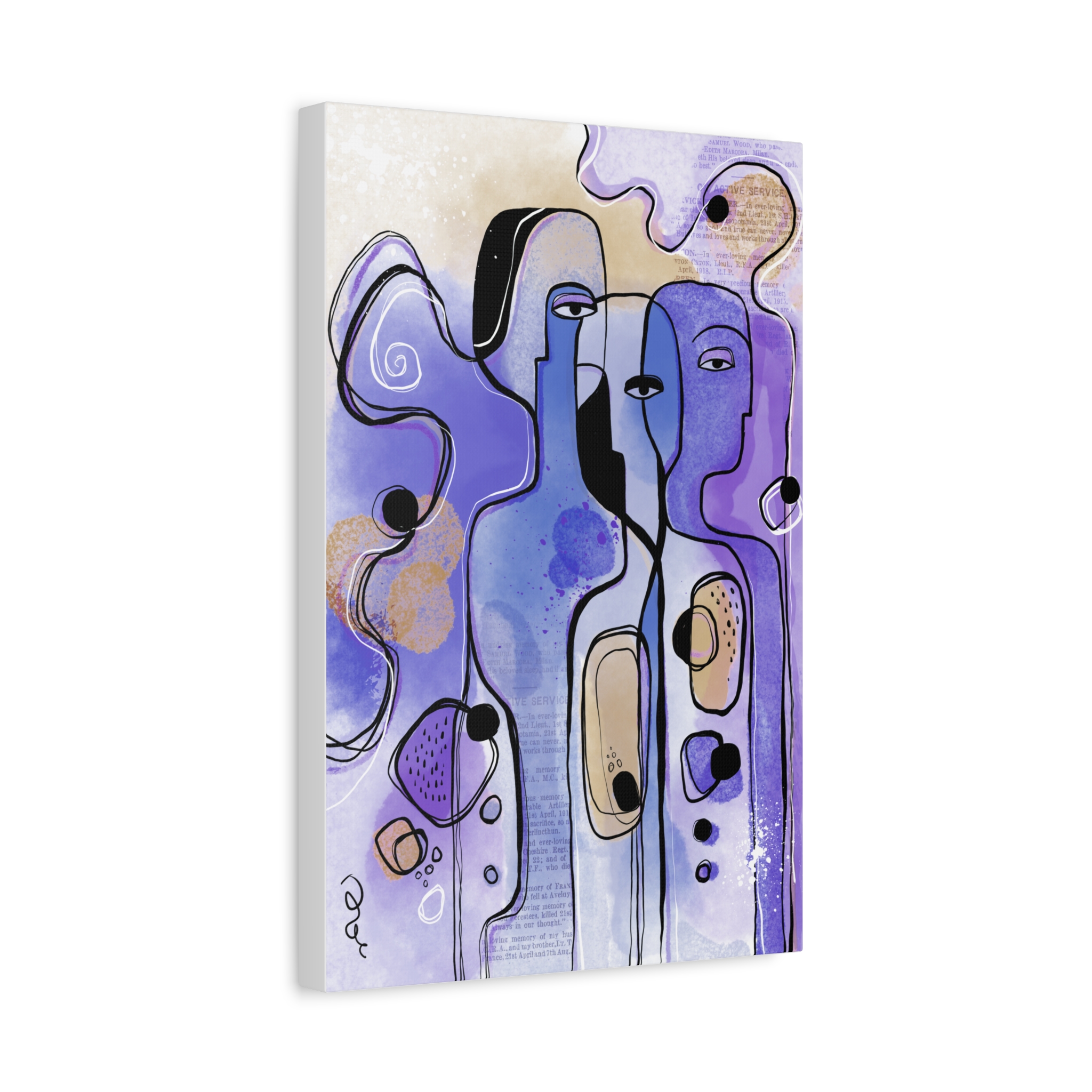 Abstract Purple Figures Matte Canvas Art - Stretched Wall Decor - Image 18
