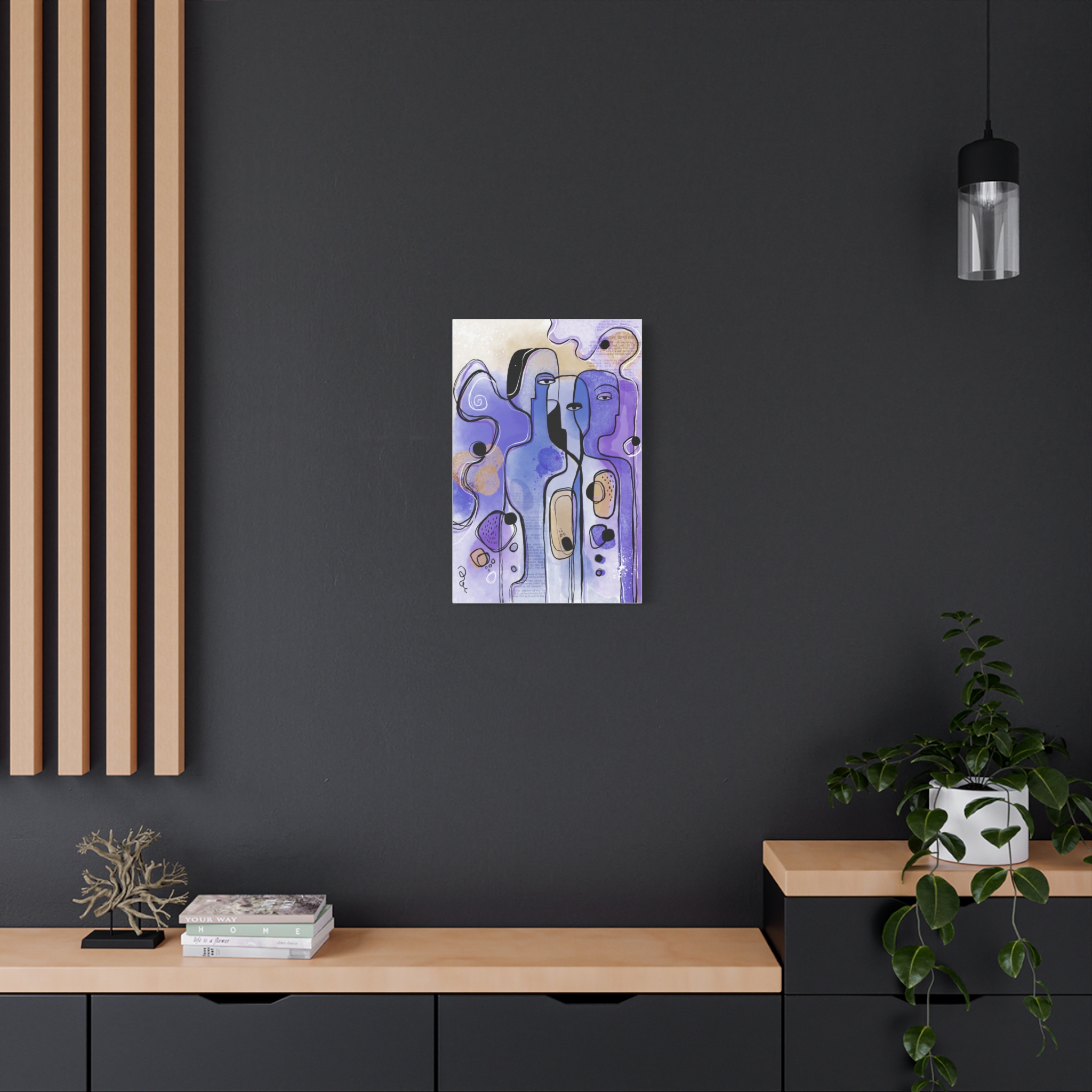 Abstract Purple Figures Matte Canvas Art - Stretched Wall Decor - Image 28