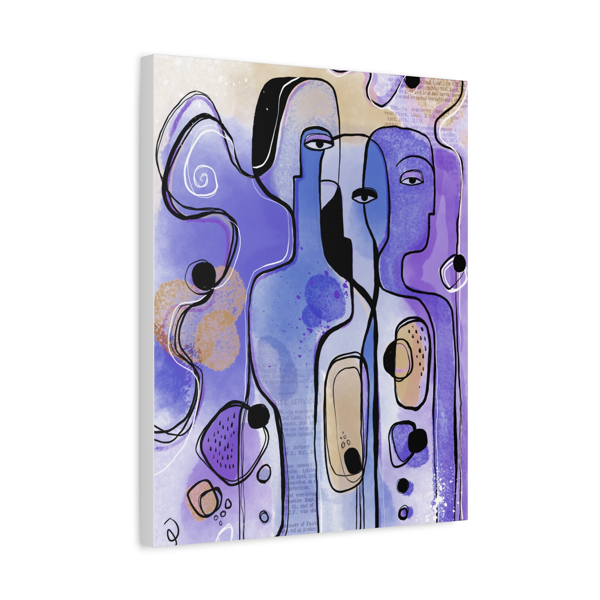 Abstract Purple Figures Matte Canvas Art - Stretched Wall Decor - Image 22