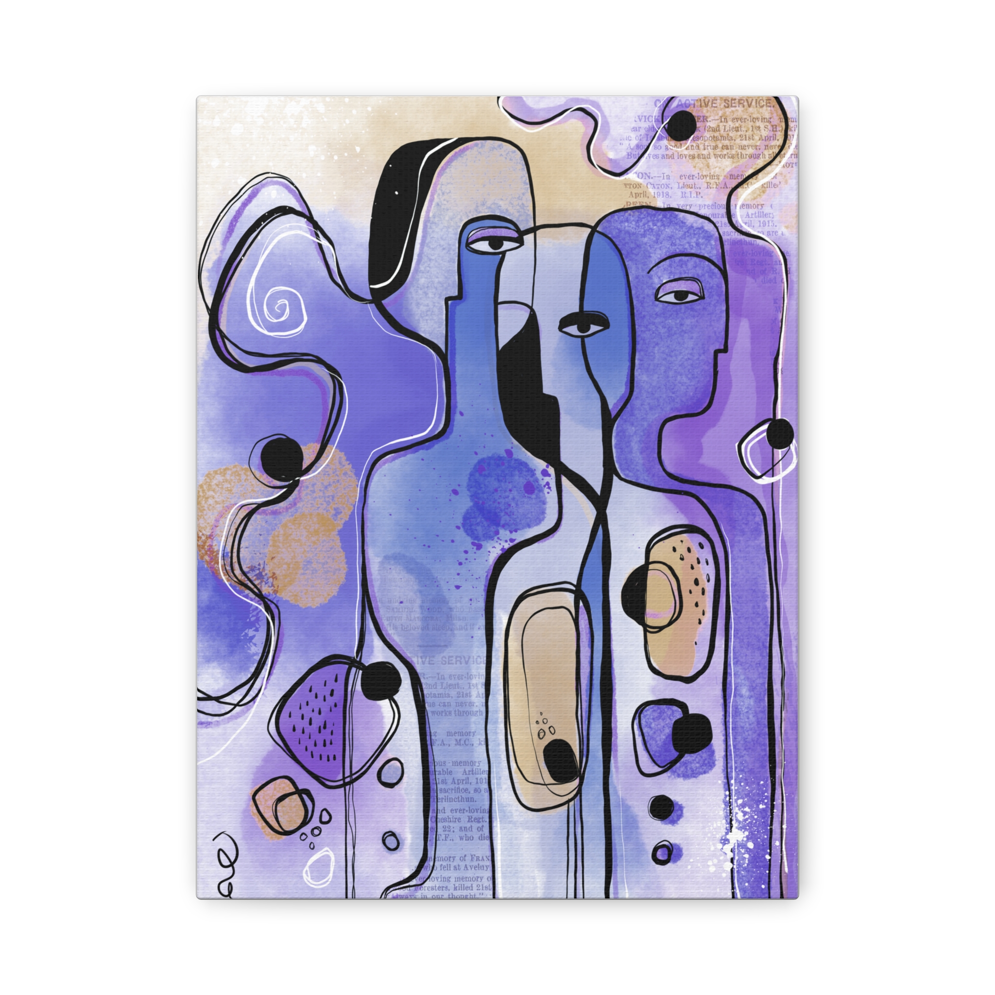 Abstract Purple Figures Matte Canvas Art - Stretched Wall Decor - Image 9