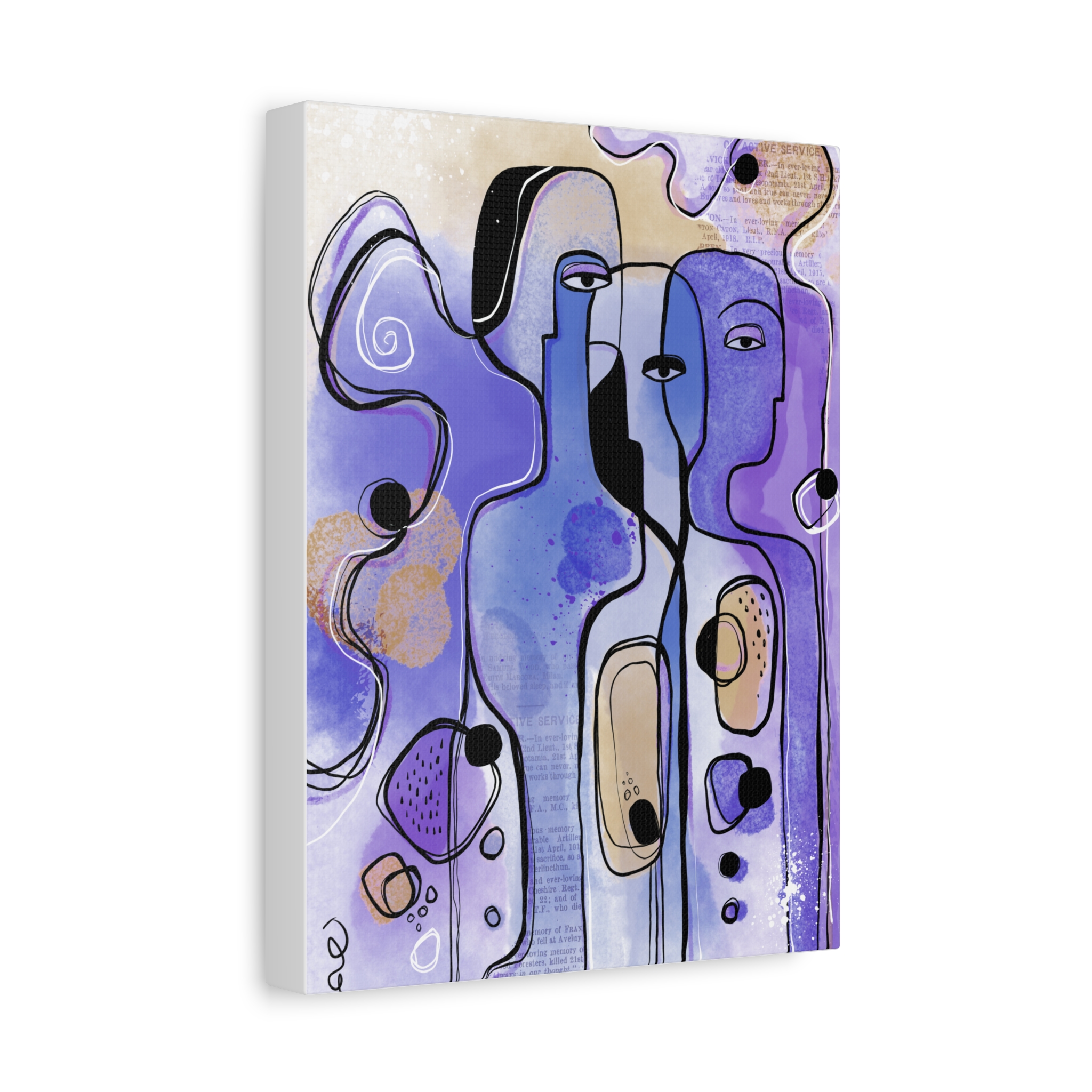 Abstract Purple Figures Matte Canvas Art - Stretched Wall Decor - Image 10