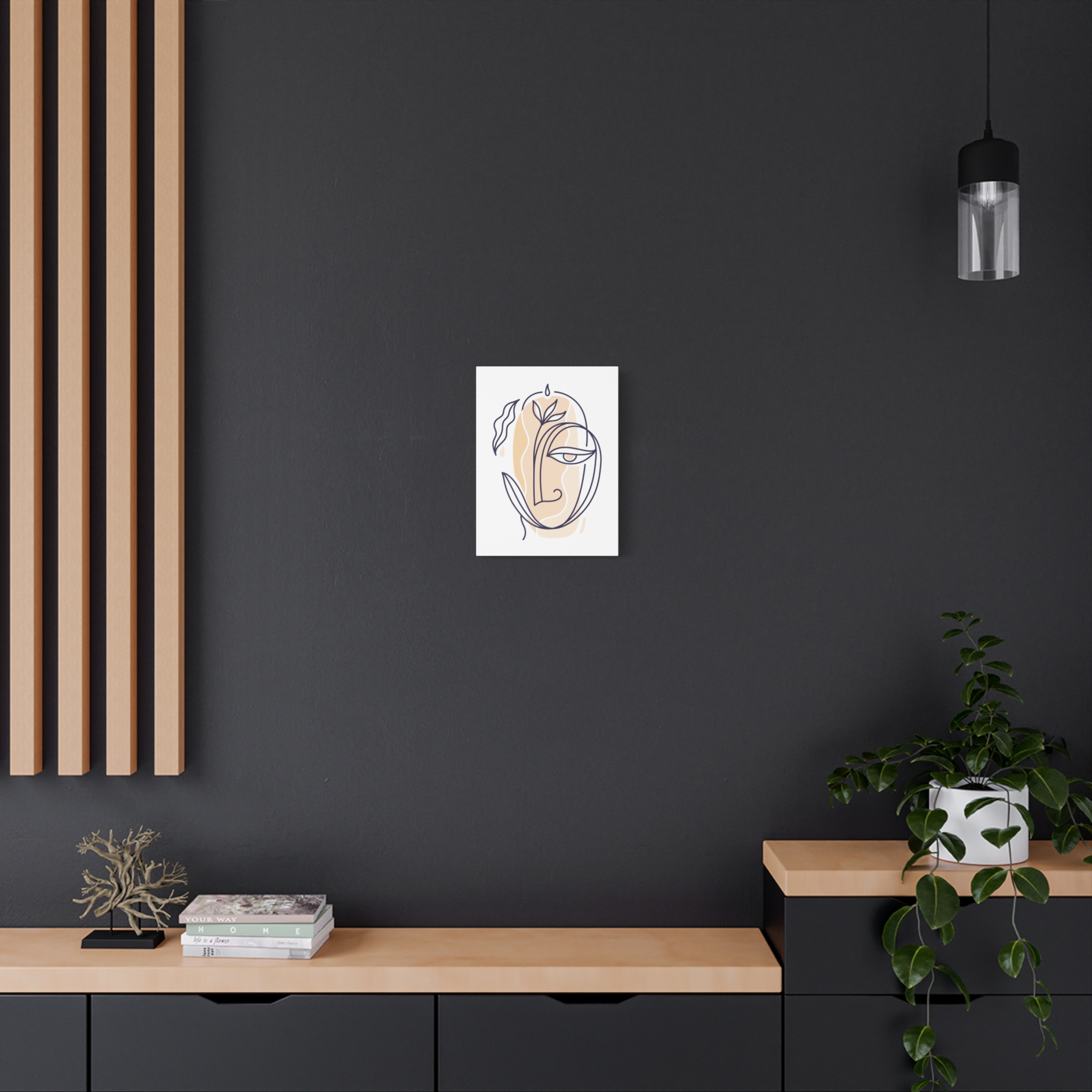 Abstract Line Art Face Canvas – Minimal Botanical Wall Art - Image 8