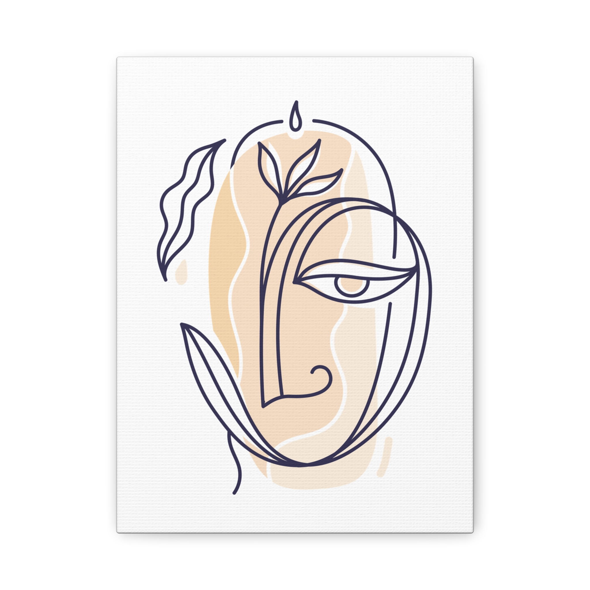 Abstract Line Art Face Canvas – Minimal Botanical Wall Art - Image 9