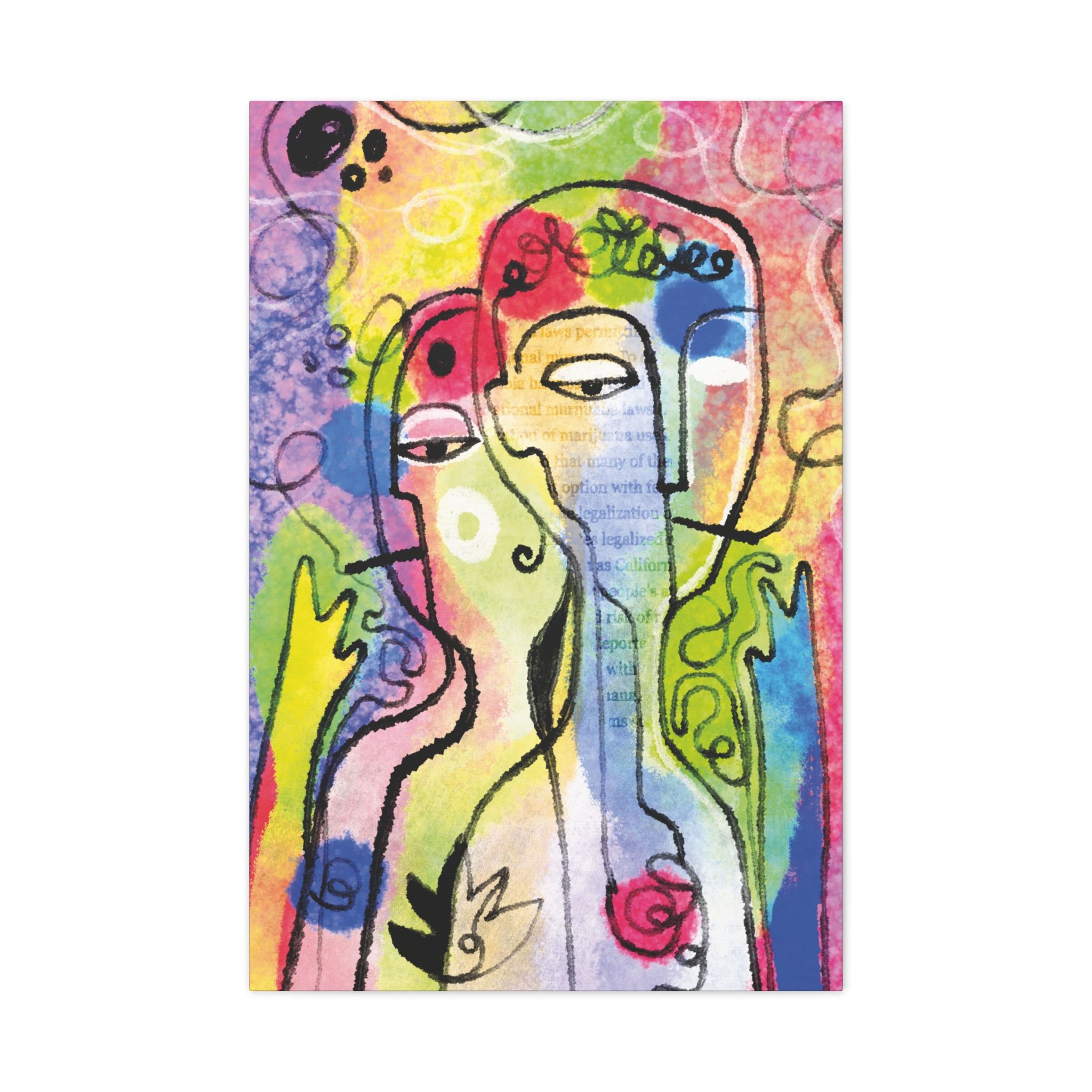 Abstract Colorful Faces Matte Canvas Wall Art — Stretched 1.25" - Image 3