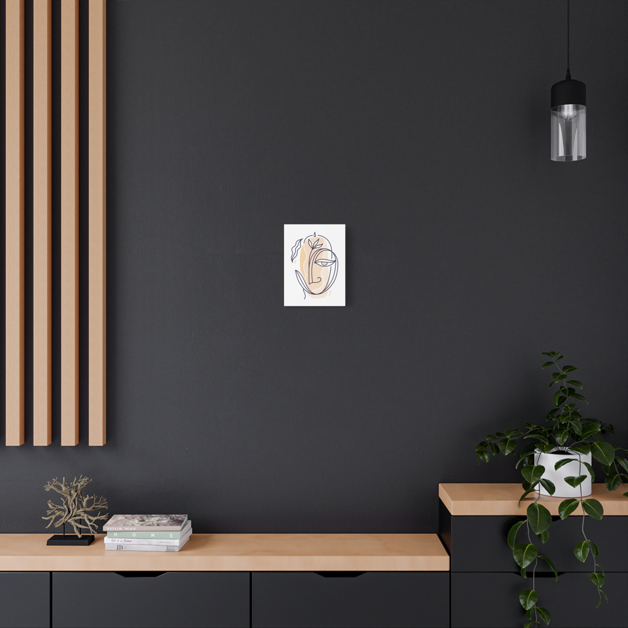 Abstract Line Art Face Canvas – Minimal Botanical Wall Art - Image 12