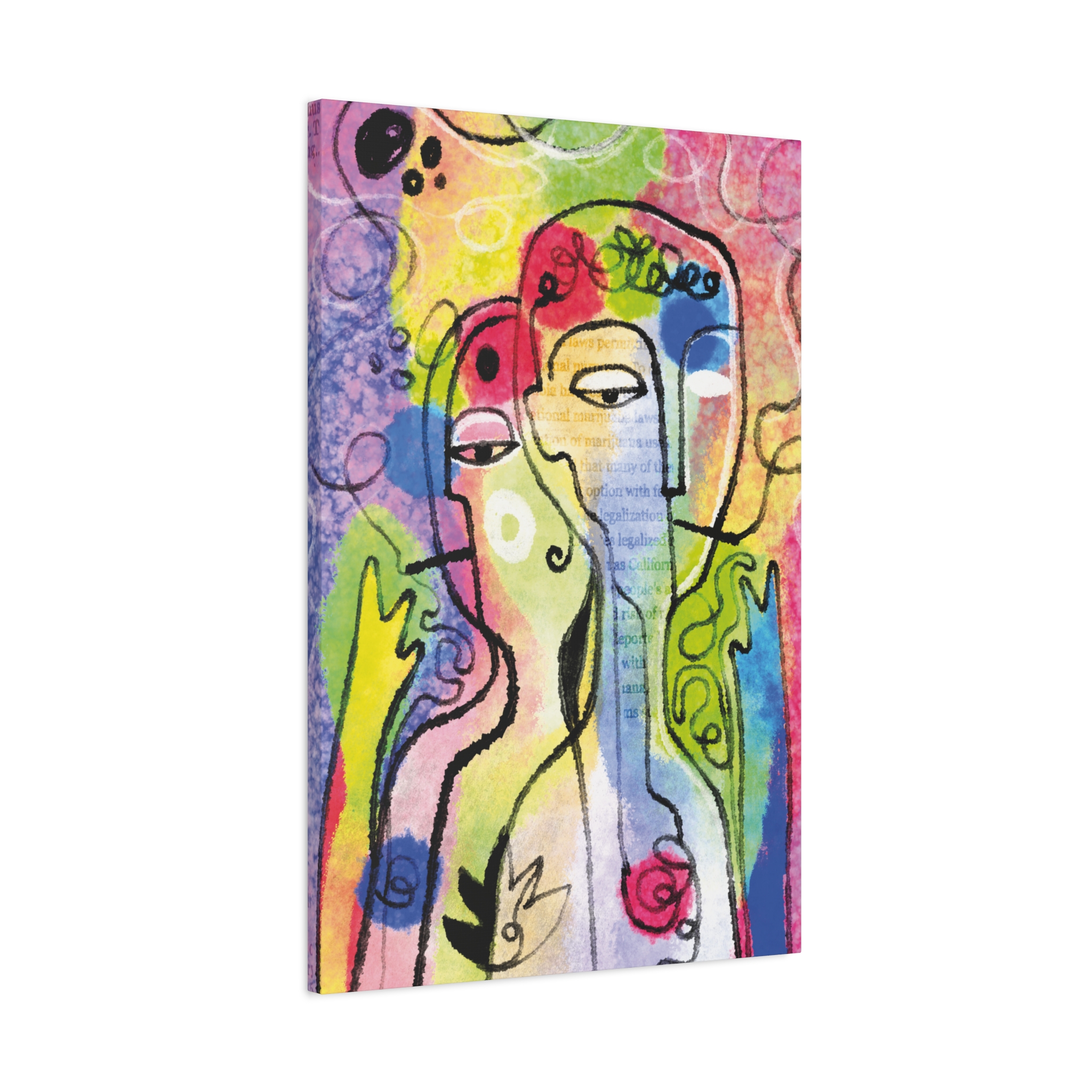 Abstract Colorful Faces Matte Canvas Wall Art — Stretched 1.25" - Image 4