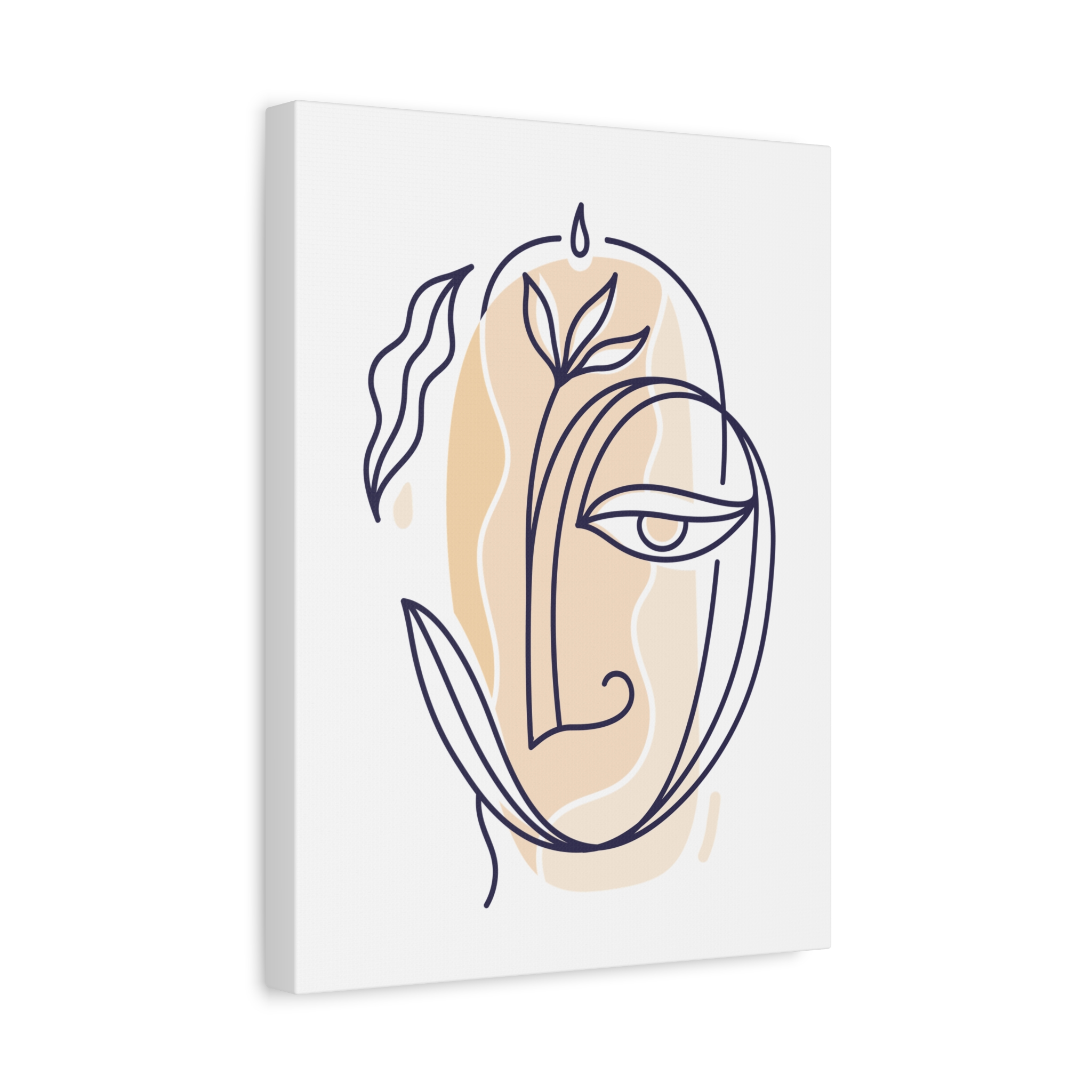 Abstract Line Art Face Canvas – Minimal Botanical Wall Art - Image 7