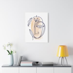 Abstract Line Art Face Canvas – Minimal Botanical Wall Art