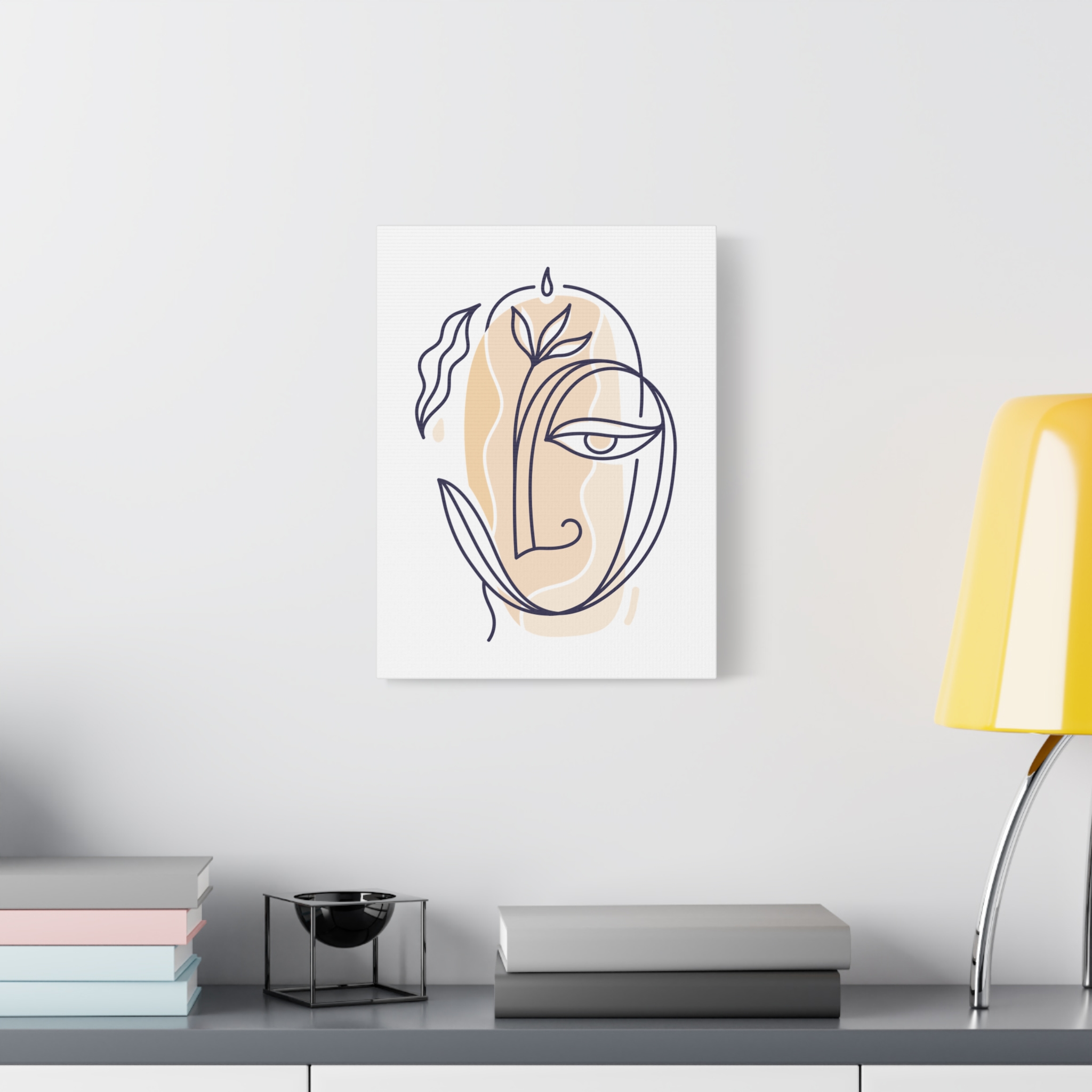 Abstract Line Art Face Canvas – Minimal Botanical Wall Art - Image 5
