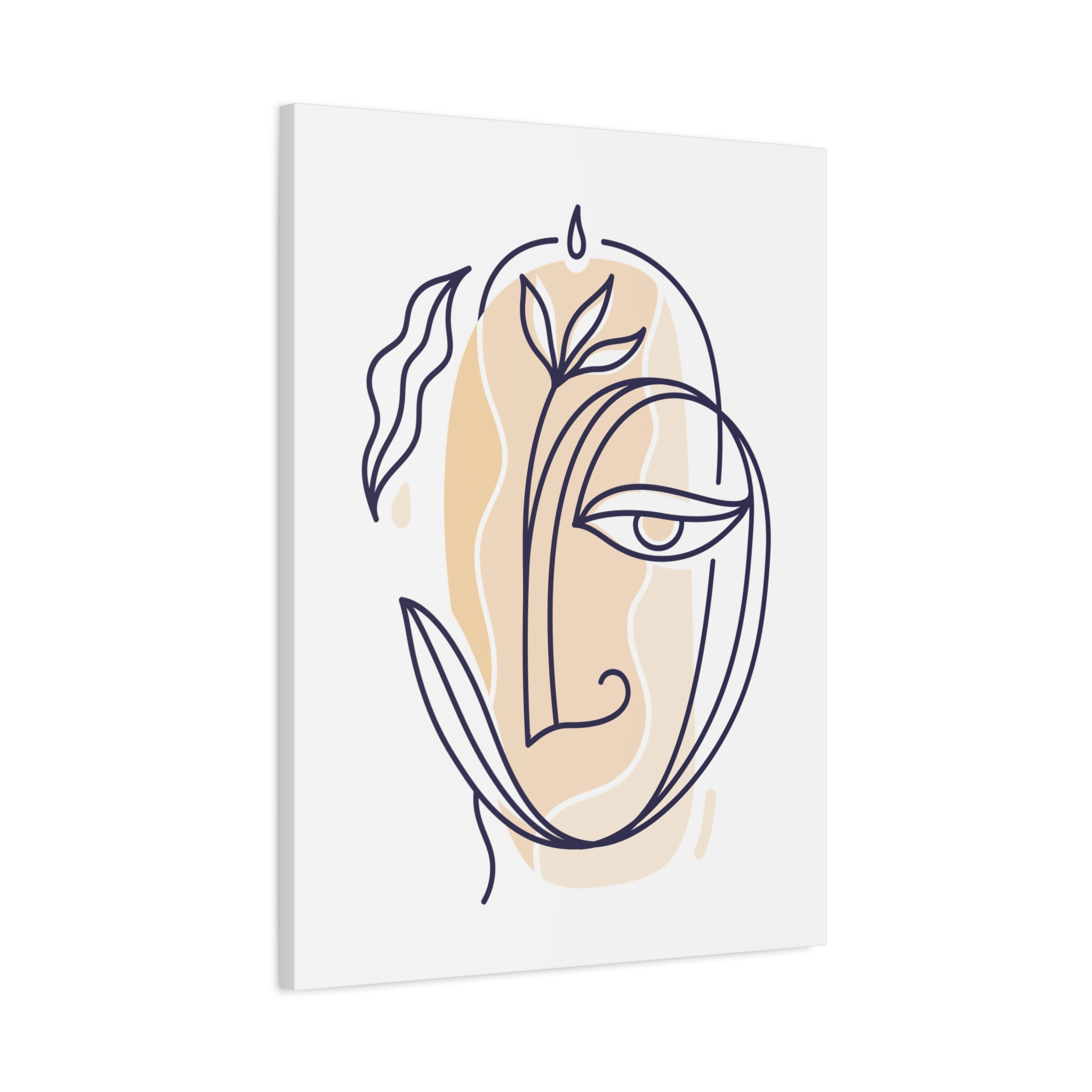 Abstract Line Art Face Canvas – Minimal Botanical Wall Art - Image 3