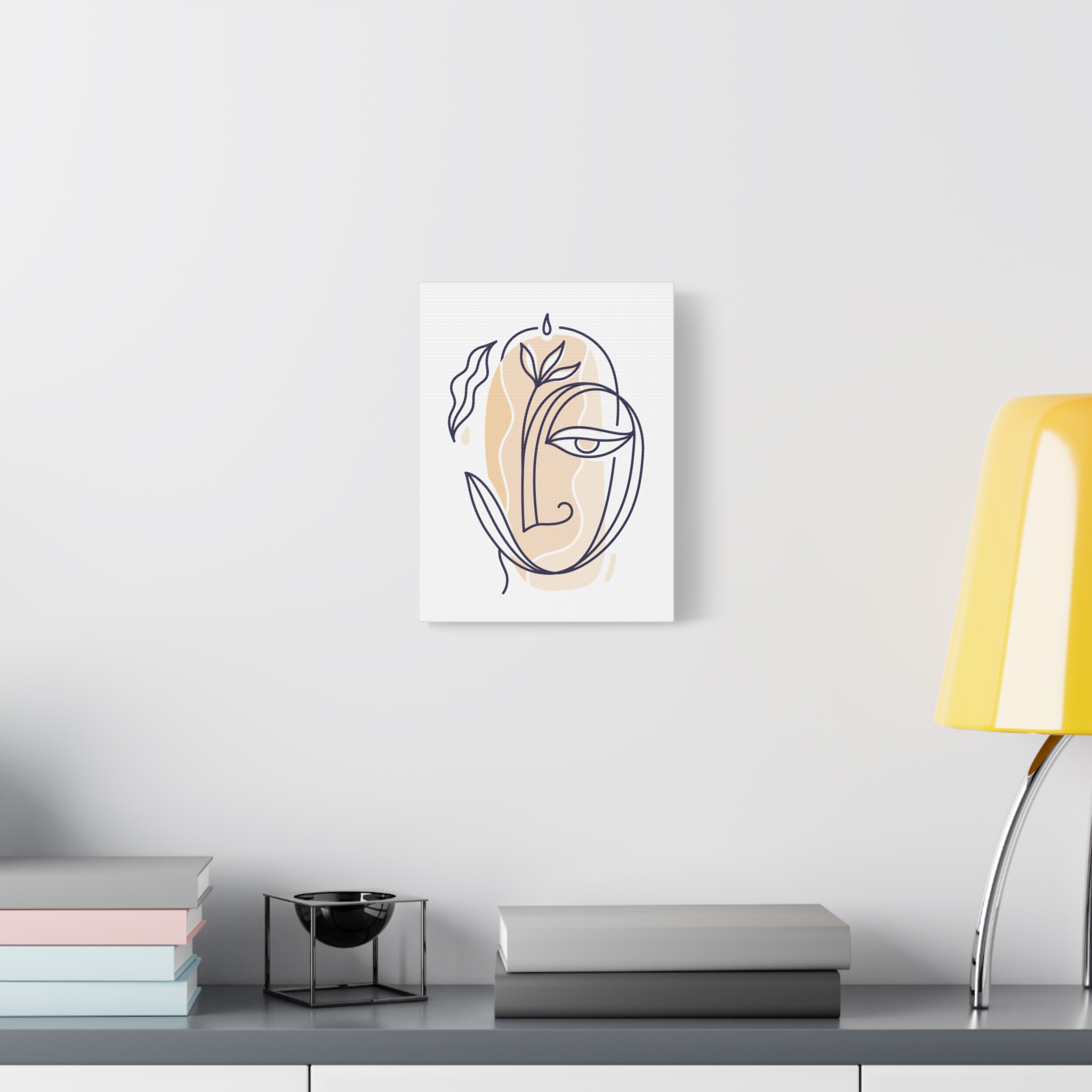 Abstract Line Art Face Canvas – Minimal Botanical Wall Art - Image 11