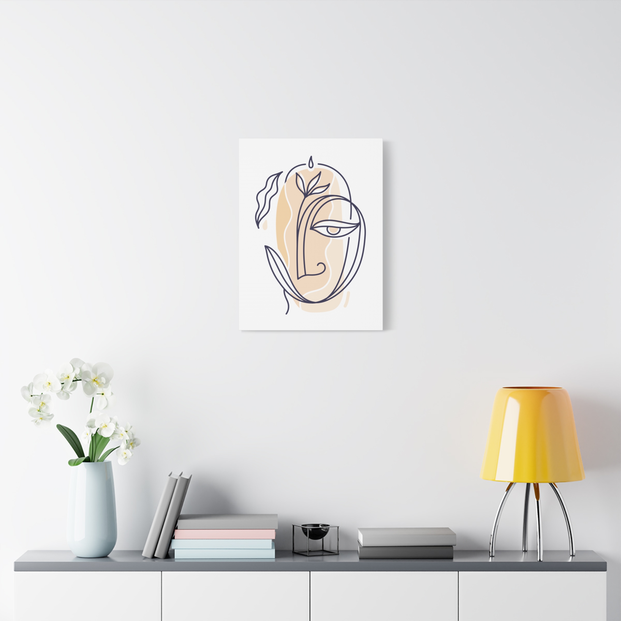 Abstract Line Art Face Canvas – Minimal Botanical Wall Art - Image 19