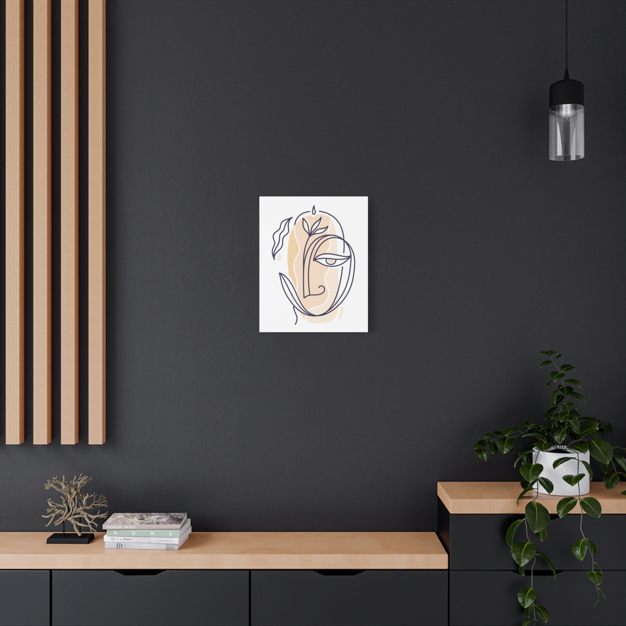 Abstract Line Art Face Canvas – Minimal Botanical Wall Art - Image 16