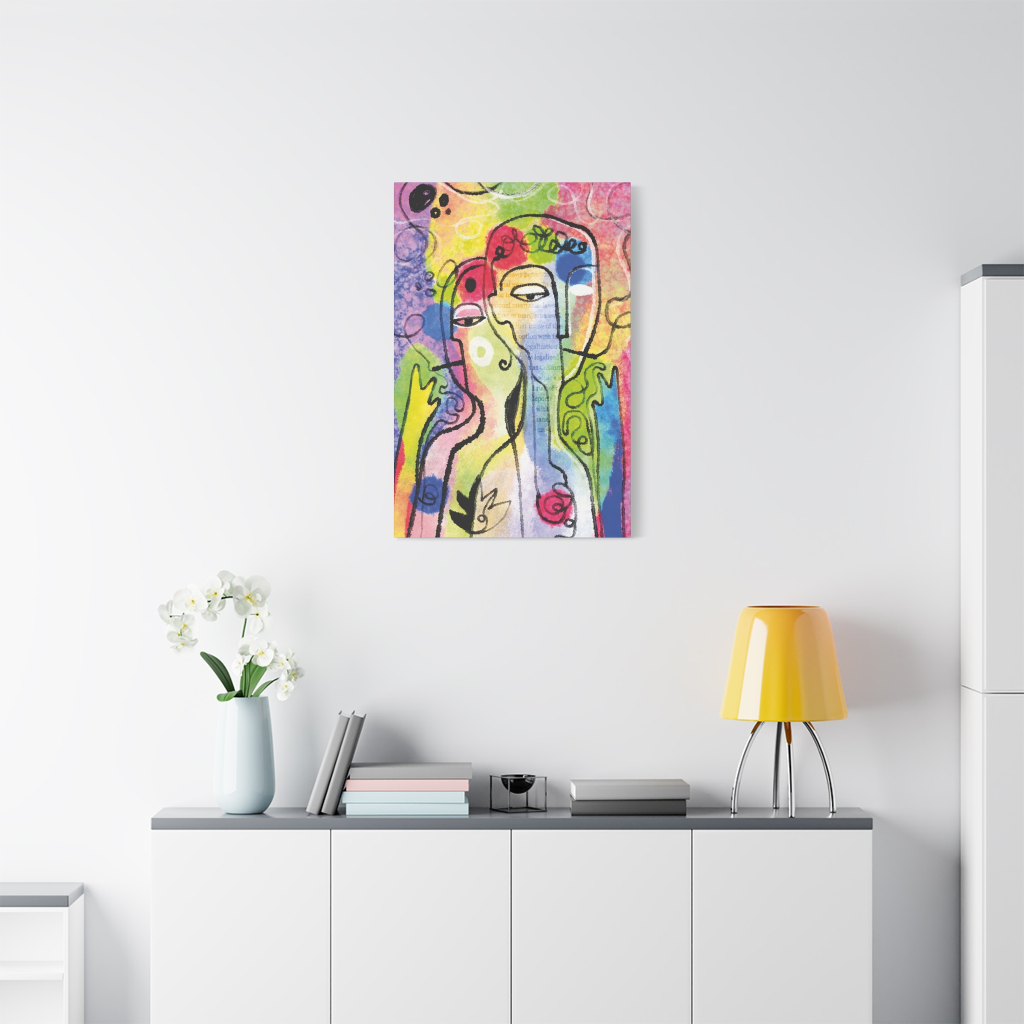 Abstract Colorful Faces Matte Canvas Wall Art — Stretched 1.25" - Image 2