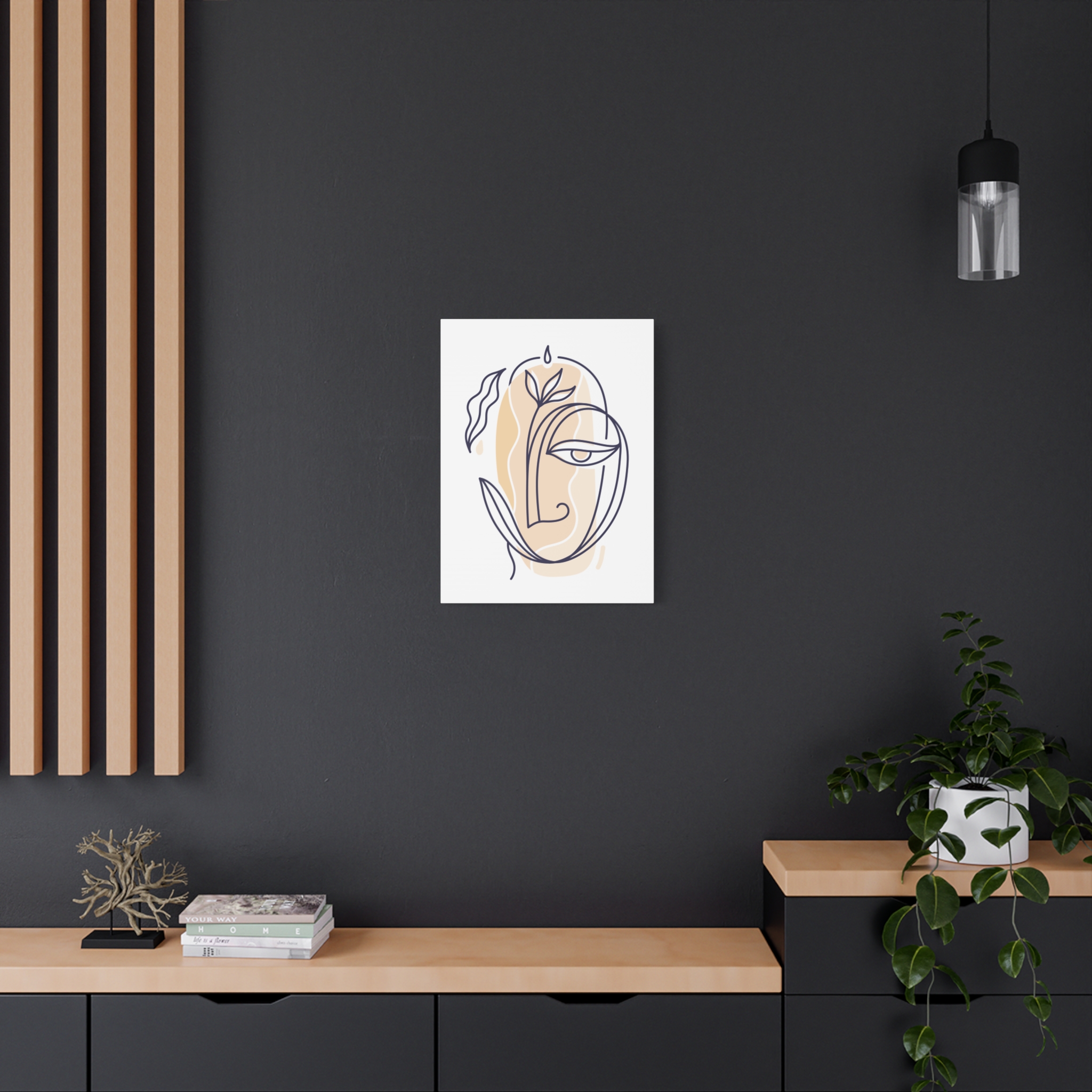 Abstract Line Art Face Canvas – Minimal Botanical Wall Art - Image 20