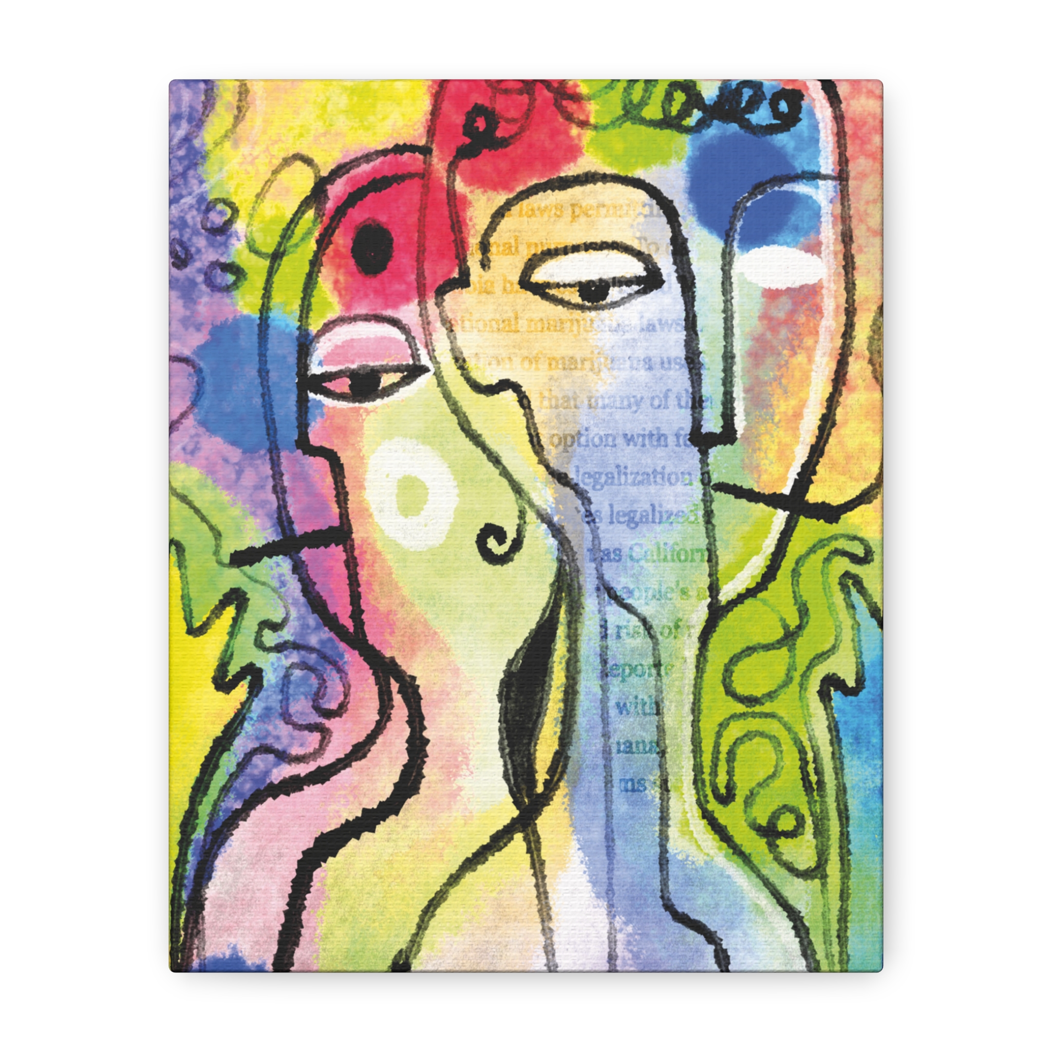 Abstract Colorful Faces Matte Canvas Wall Art — Stretched 1.25" - Image 5